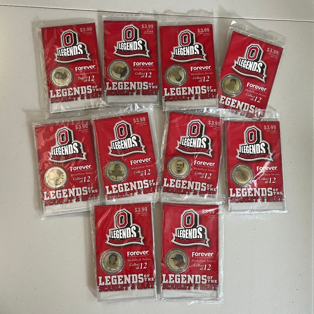 10 Vintage Ohio State University Legends of The Scarlet & Gray 2005 Medallions